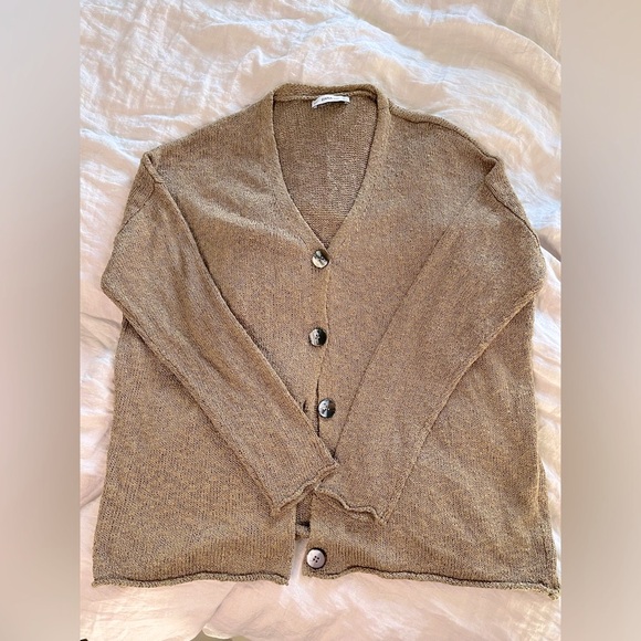 Zara Gold Knit Cardigan Medium - Picture 4 of 7